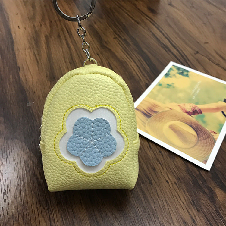 Wholesale Flower PU Zipper Zero Wallet Keychain